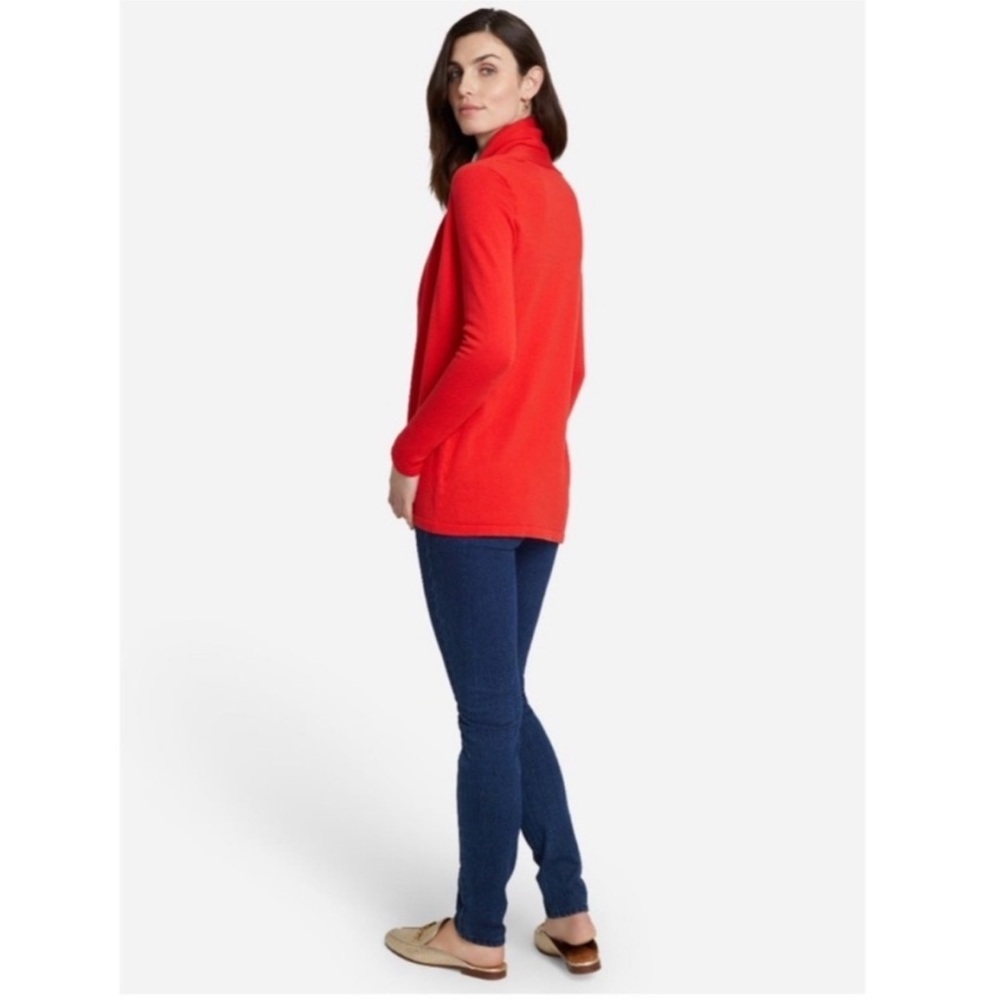 J. McLaughlin Halsey Open-Front Cotton Cardigan | Tomato Red | Size XS - Picture 2 of 11